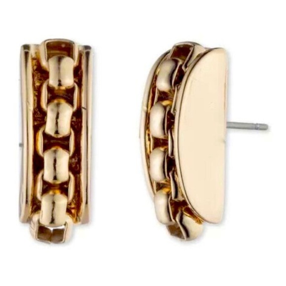 Gold Plated Chain Inlay Earrings - Picture 7 of 7